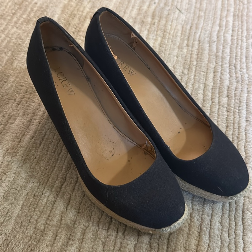 J. Crew Women's Black Espadrille wedge